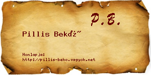 Pillis Bekő névjegykártya